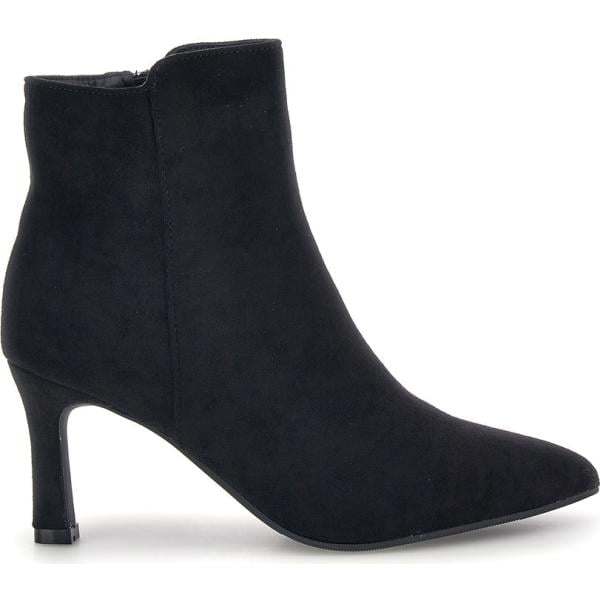 Stivaletti da donna in nero pece effetto scamosciato con tacco spillo con zip The First