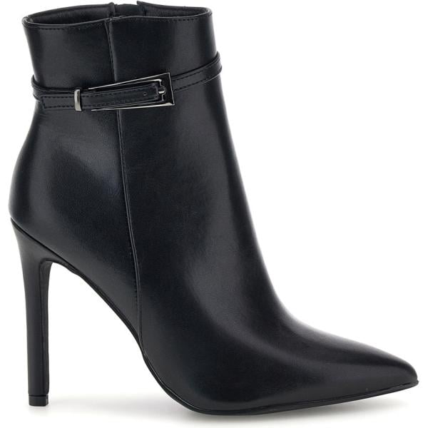 Stivaletti da donna in nero pece con tacco a punta con zip The First