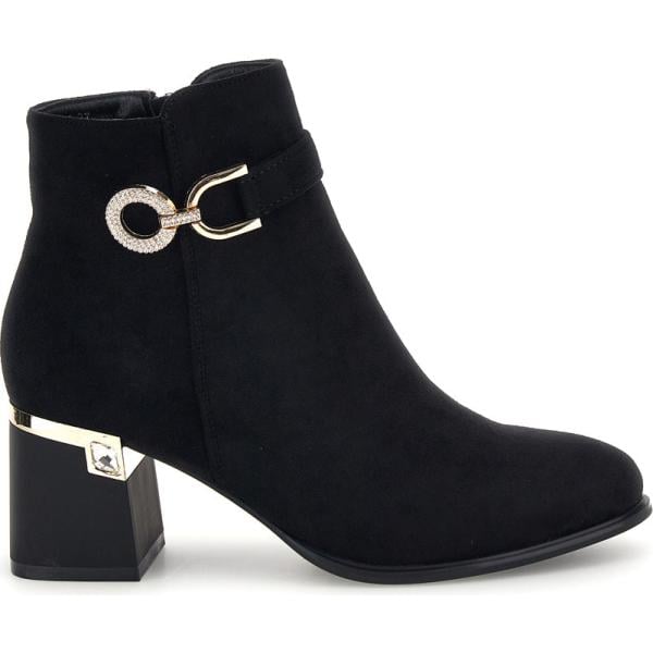 Stivaletti da donna in nero pece con strass con tacco con zip The First
