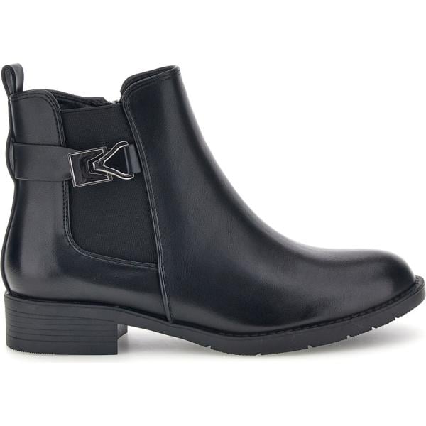 Stivaletti da donna in nero pece con tacco con zip The First