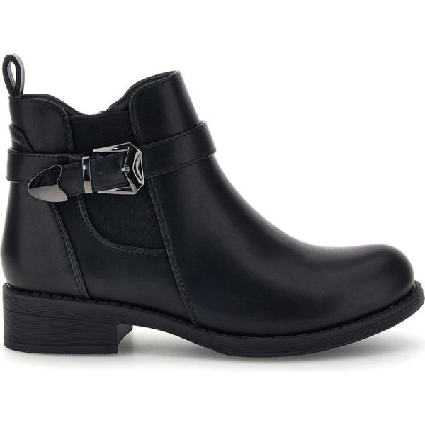 Stivaletti da donna in nero pece con tacco con zip The First