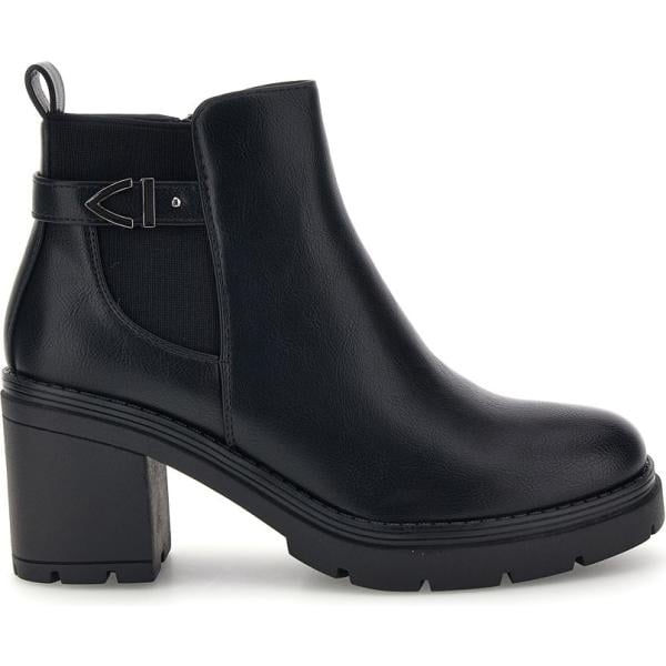 Stivaletti da donna in nero pece con tacco con cinturino The First