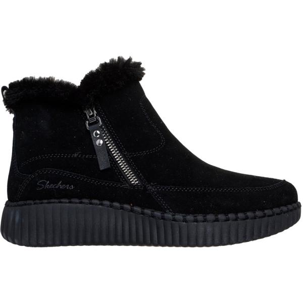Stivaletti da donna in nero pece effetto scamosciato con zip in pelle Skechers