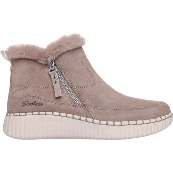 Stivaletti da donna in viola chiaro effetto scamosciato con zip in pelle Skechers