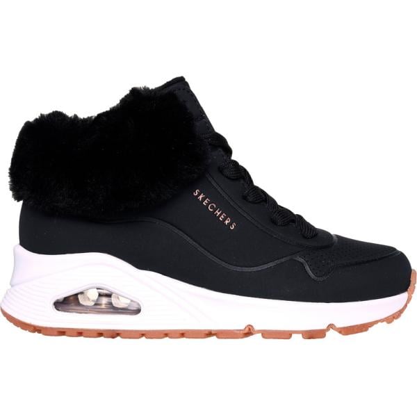 Sneakers alte da donna in nero pece con zip Skechers