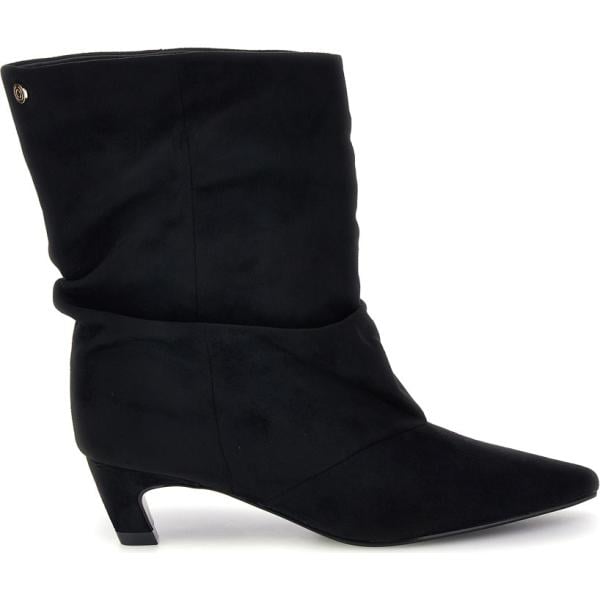 Stivaletti da donna con drappeggio in nero pece effetto scamosciato con tacco Pittarello Capsule Pittarello Capsule