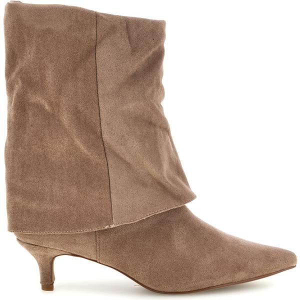 Stivaletti da donna in marrone scuro effetto scamosciato con tacco The First