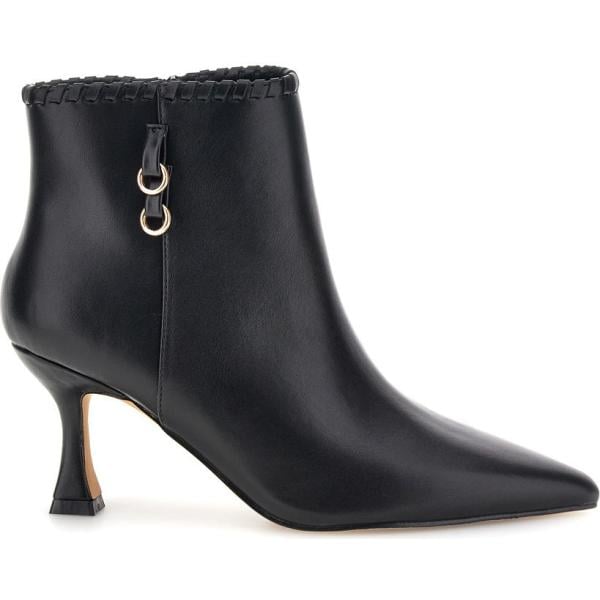Stivaletti da donna forma svasata in nero pece con tacco lungo con zip in pelle Mon Dieu Mon Dieu