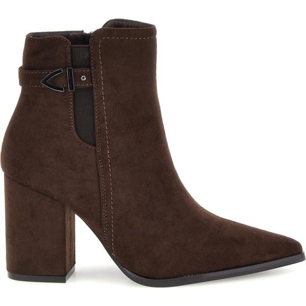 Stivaletti da donna in marrone scuro con tacco a punta con zip Le Havre Paris