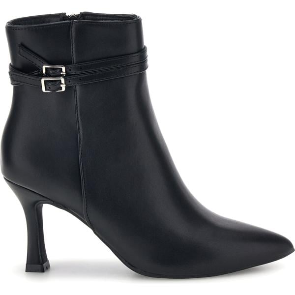 Stivaletti da donna in nero pece con tacco spillo a punta con zip Le Havre Paris