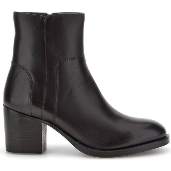Stivaletti da donna in nero pece con tacco squadrato a punta tonda con zip in pelle Pittarello Focus Pittarello Focus