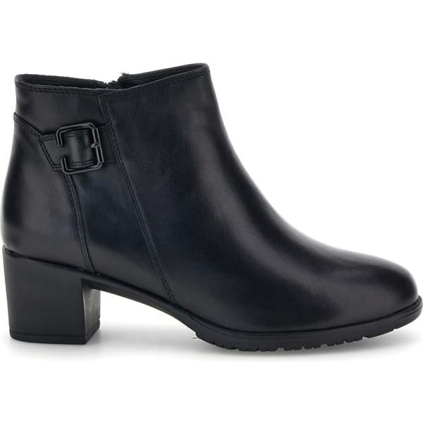 Stivaletti da donna in nero pece con tacco squadrato con zip in pelle Pittarello
