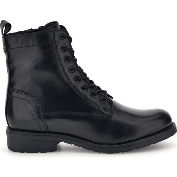 Anfibi da donna in nero pece con tacco con zip in pelle Prima Riga