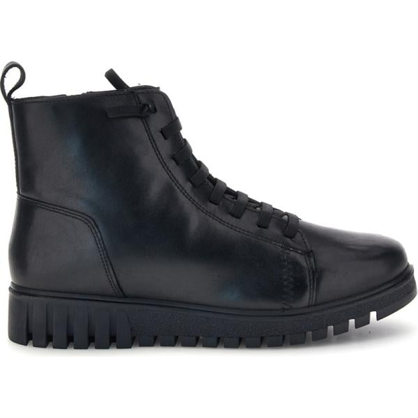 Anfibi da donna in nero pece con zip in pelle Prima Riga