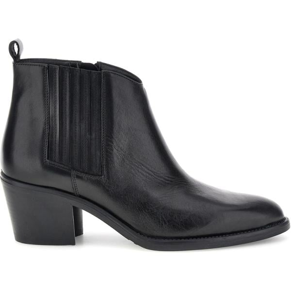 Stivaletti texani da donna in nero pece con tacco squadrato con zip in pelle Pittarello Class