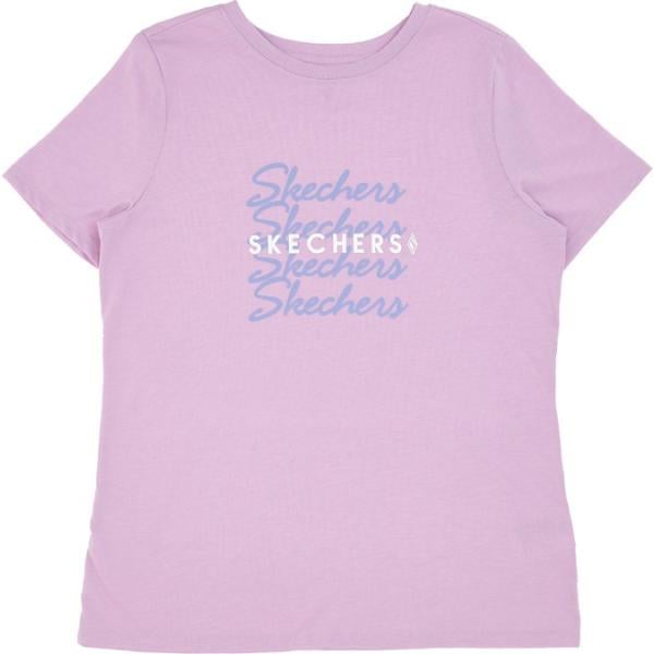 t-shirt Skechers viola con stampe
