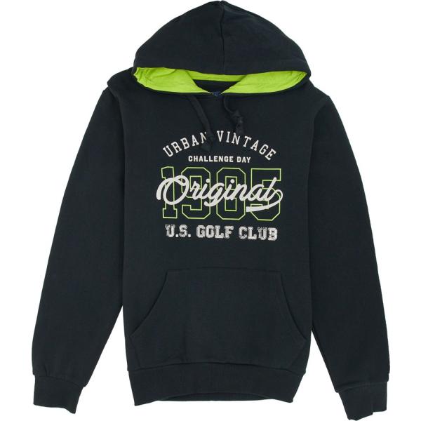 felpe con cappuccio Us Golf Club nero con stampe