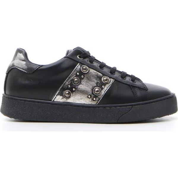 Sneakers basse con fasce e punta tonda nero e bianco Pittarello nero