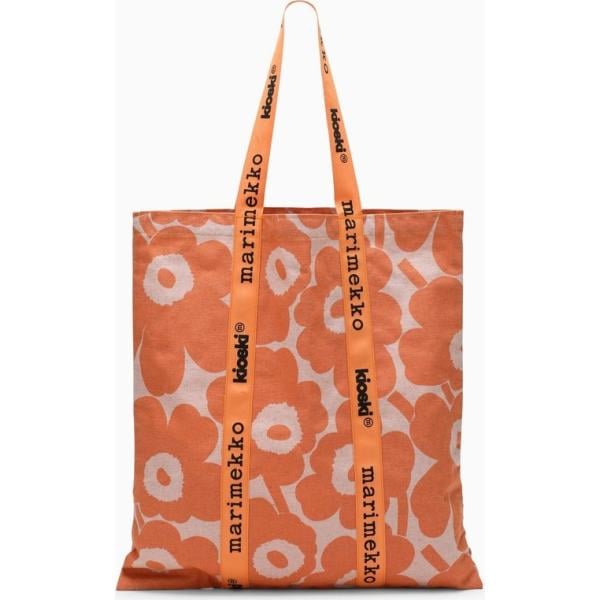 borse tote Marimekko marrone con stampe
