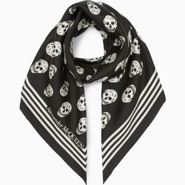 foulard Alexander McQueen nero con stampe