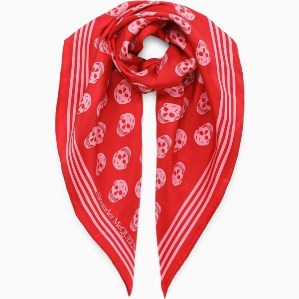 foulard Alexander McQueen rosso con stampe