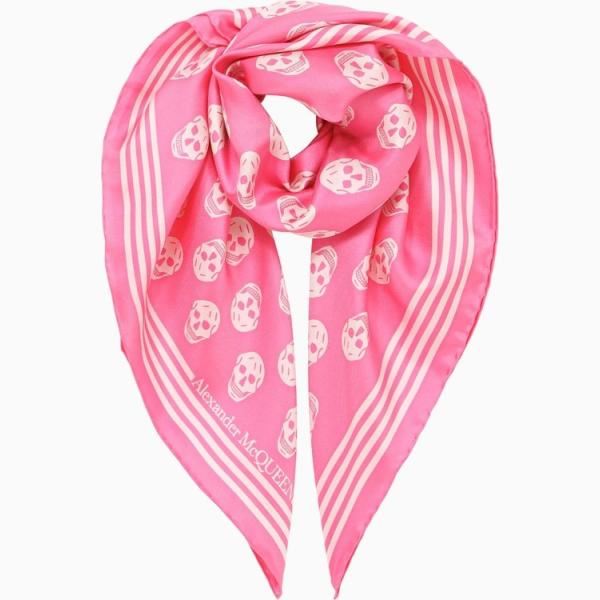 foulard Alexander McQueen rosa con stampe