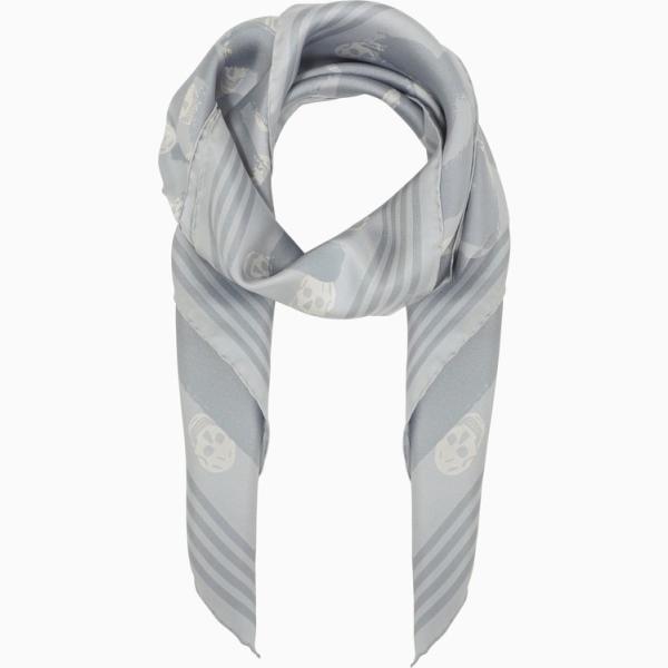 foulard Alexander McQueen grigio con stampe