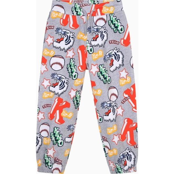 pantaloni Kenzo grigio con stampe
