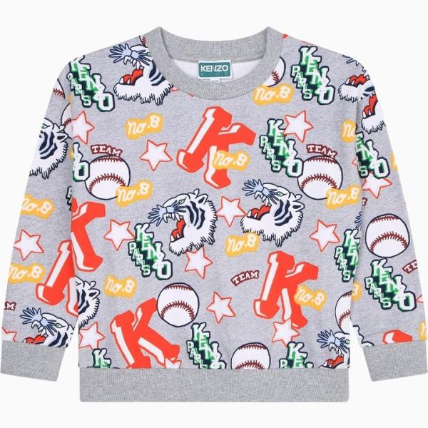 felpe Kenzo grigio con stampe