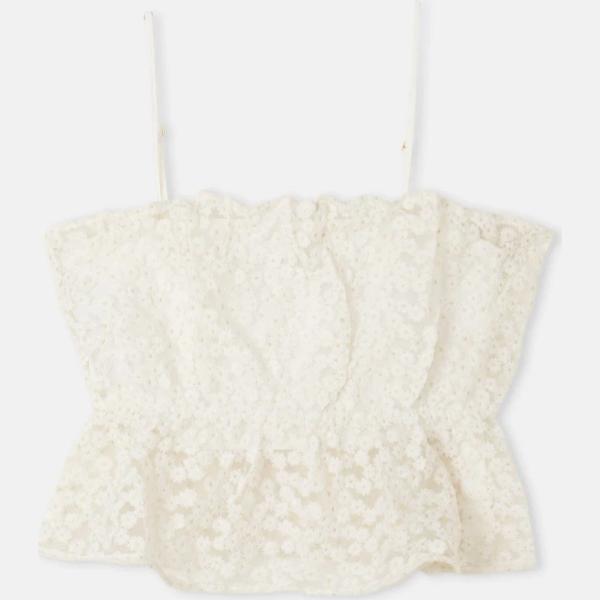 top Calliope bianco a fiori