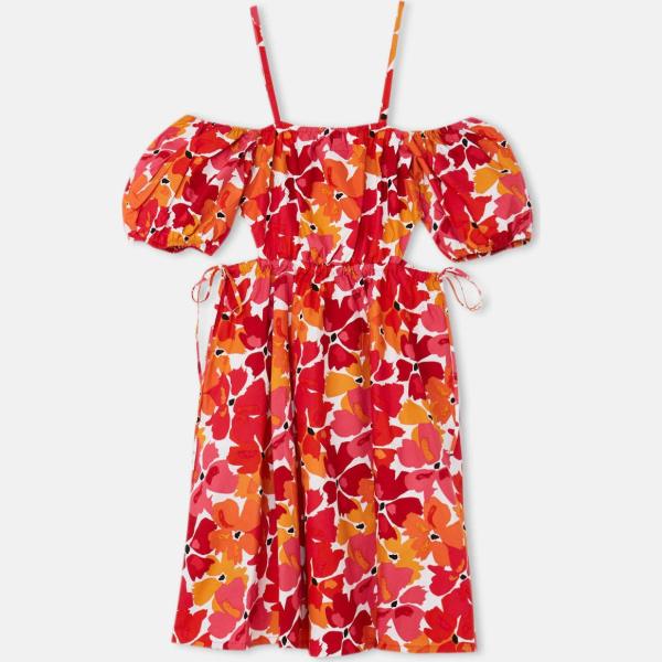 vestiti corti Calliope rosso a fiori