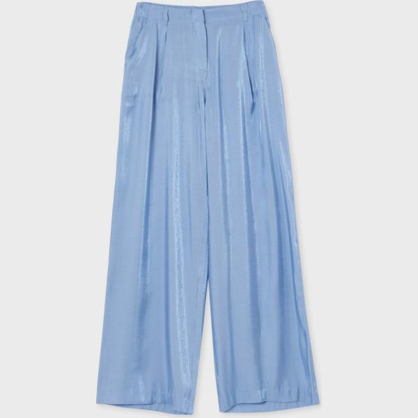 pantaloni a palazzo Calliope blu tinta unita