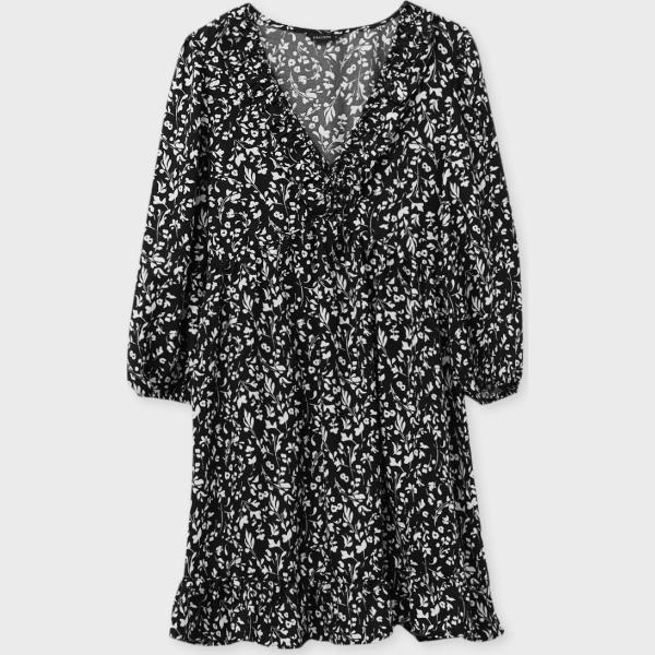 vestiti midi/longuette Calliope nero a fiori