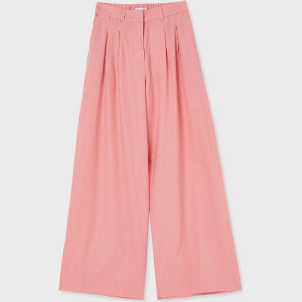 pantaloni a palazzo Calliope rosa tinta unita