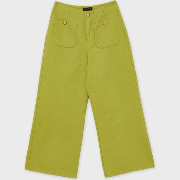 pantaloni capri Calliope verde tinta unita