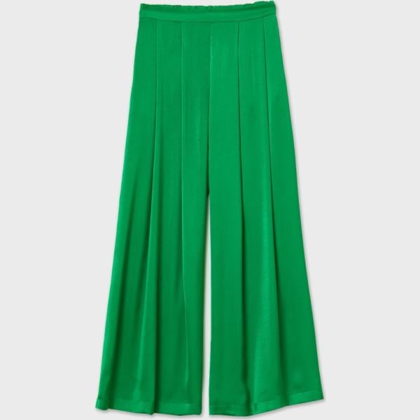 pantaloni Calliope verde tinta unita