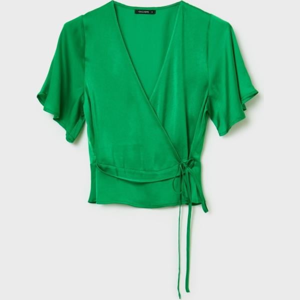 bluse Calliope verde tinta unita