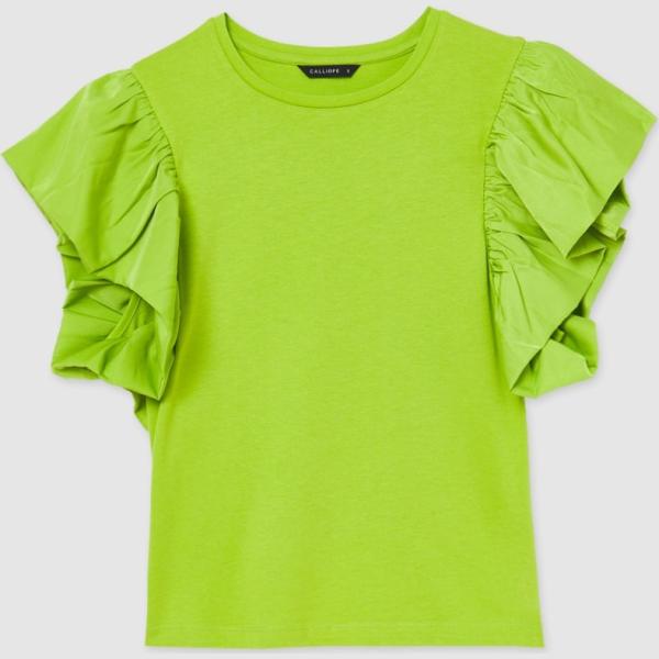 t-shirt Calliope verde tinta unita