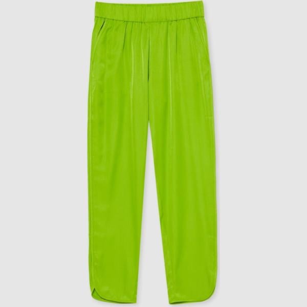 pantaloni Calliope verde tinta unita