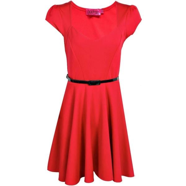 Vestito skater maxi con scritte e scollo aderente bianco e vivace Boohoo