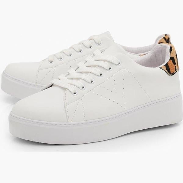 sneakers Boohoo bianco animalier