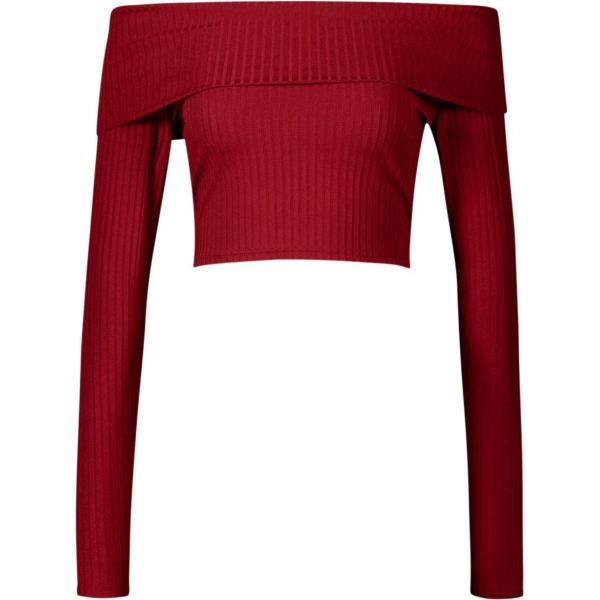 Crop top a maniche lunghe rosso Boohoo rosso