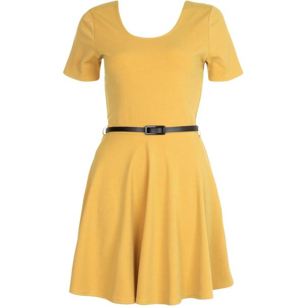 Vestito skater con cintura a maniche corte aderente bianco Boohoo