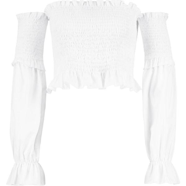 Top con volant e scollo crop bianco Boohoo bianco