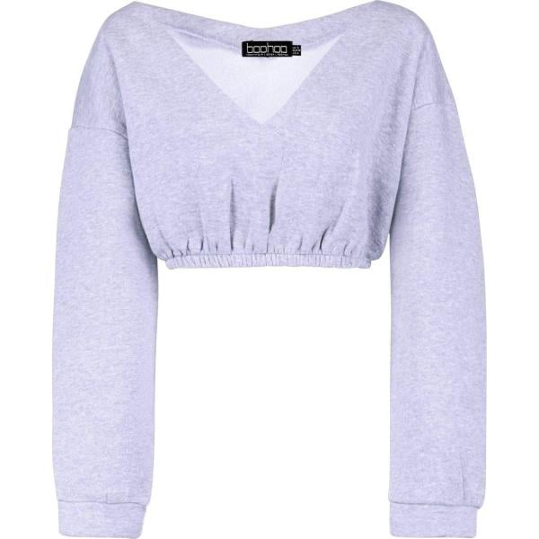Felpa con scollo grigio Boohoo grigio