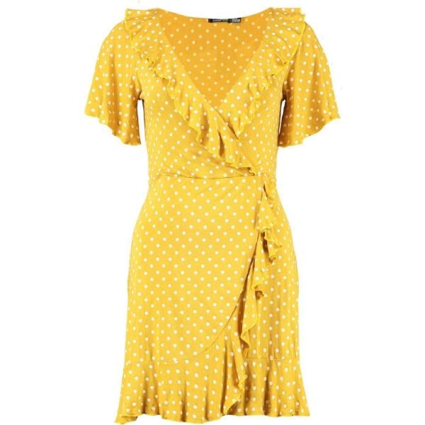 vestito Boohoo giallo a pois