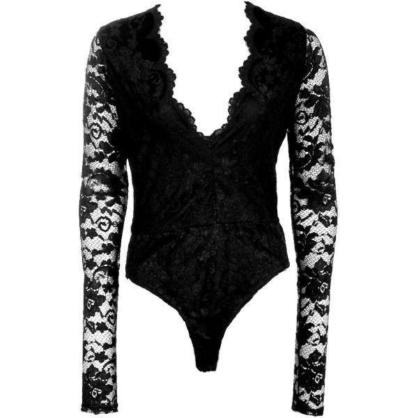 Body con pizzo a maniche lunghe Boohoo