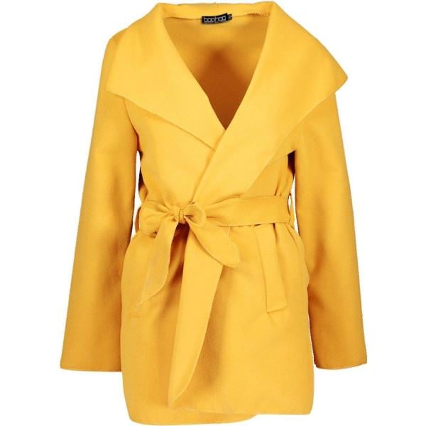 Cappotto con cintura scollo a cascata Boohoo