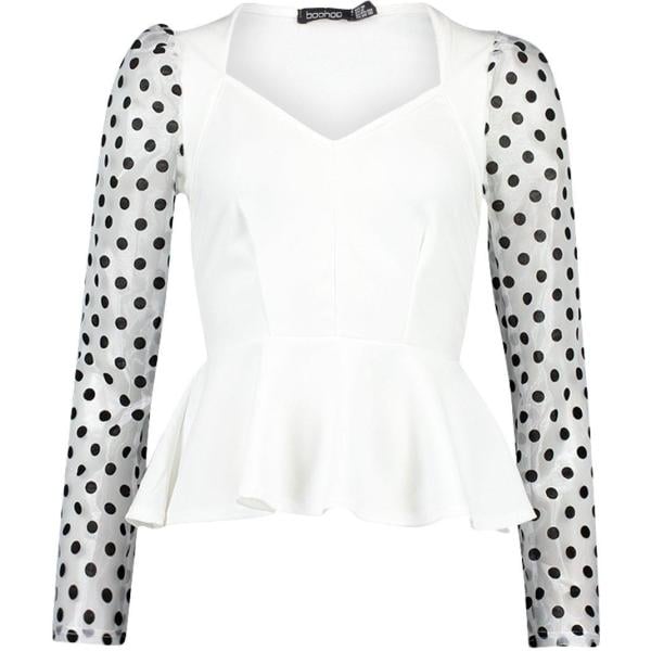 top Boohoo bianco a pois