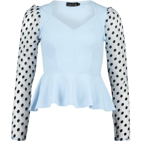 top Boohoo blu a pois